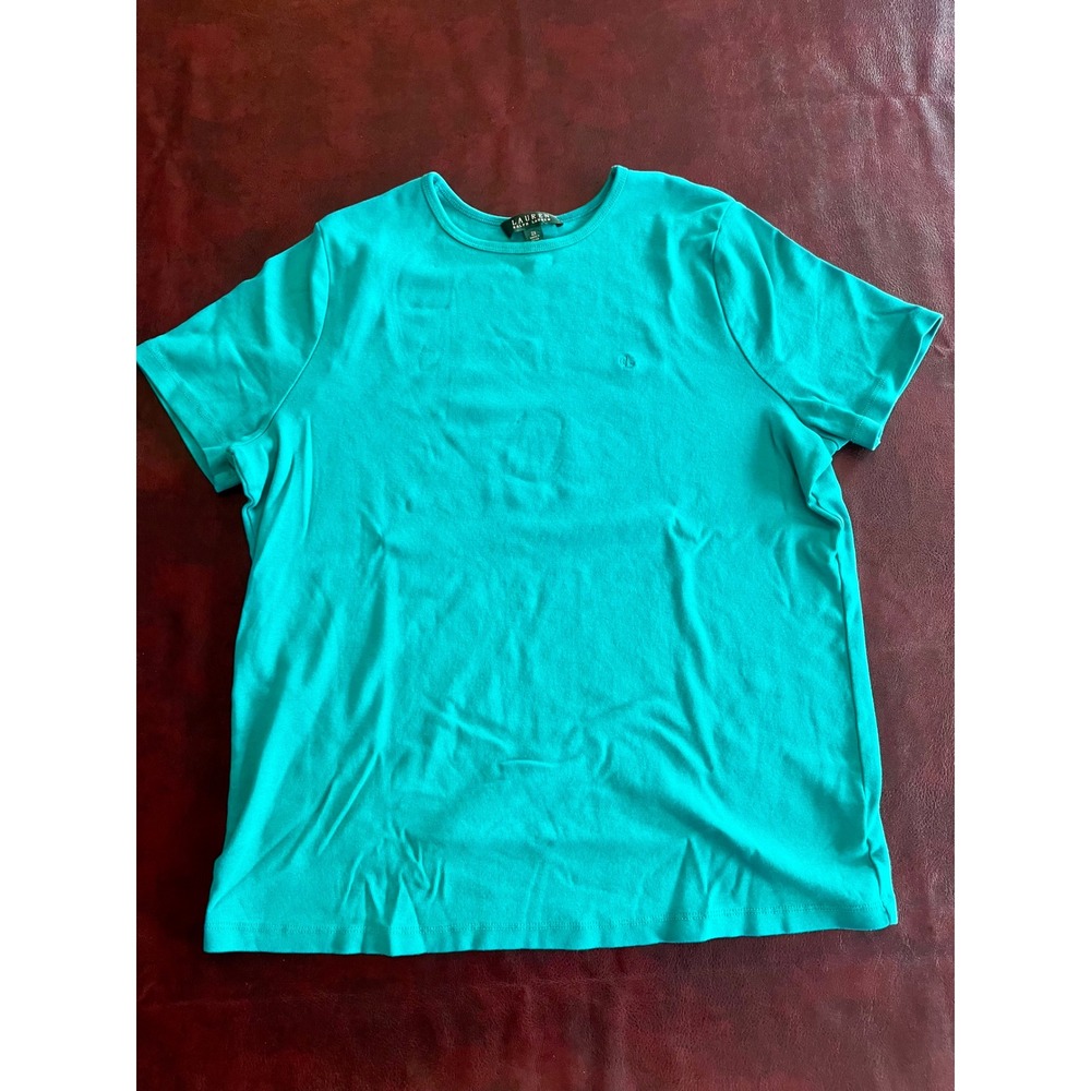 Lauren Ralph Lauren Womens Turquoise Blue Short Sleeve Crew Neck T-Shirt XL